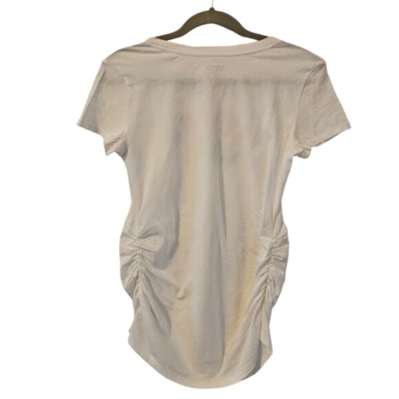 White Old Navy Women's Maternity " Strong Mama"  Graphic Side-Shirred T-Shirt - Picture 3 of 7